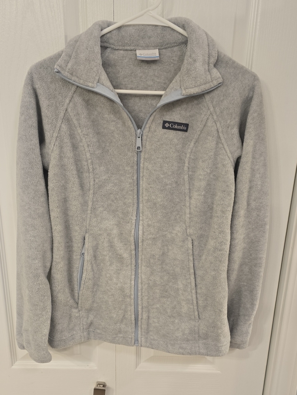 Columbia Women's Light Gray Full-Zip Teddy Fleece Jacket